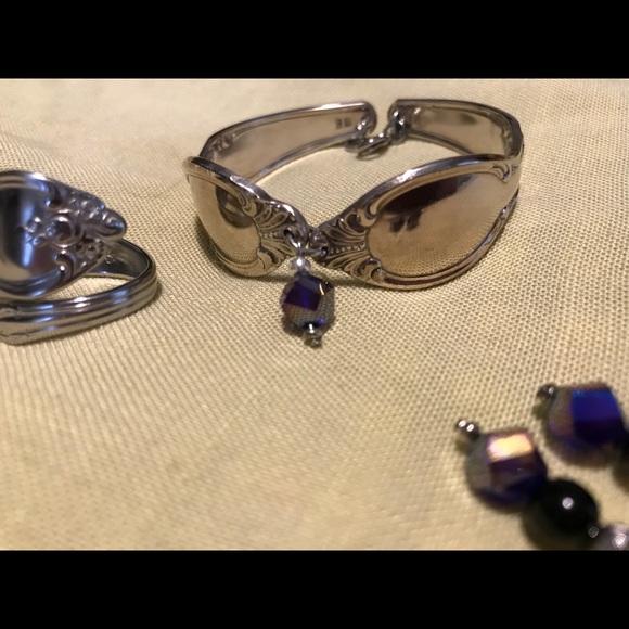 Spoon bracelet and ring with matching earrings - Picture 4 of 6